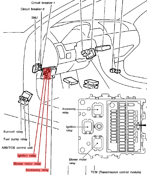 1996 Nissan maxima inhibitor relay location #2